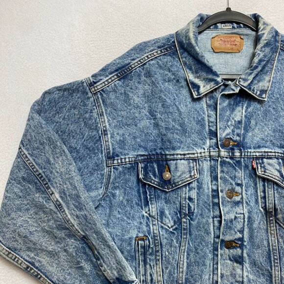 VINTAGE Levis Denim Trucker Jacket Mens XL Acid Wash 70507-0219 Made in USA - Picture 7 of 13